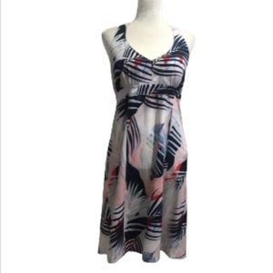 Athleta Tropical Print Dress - Navy and Coral